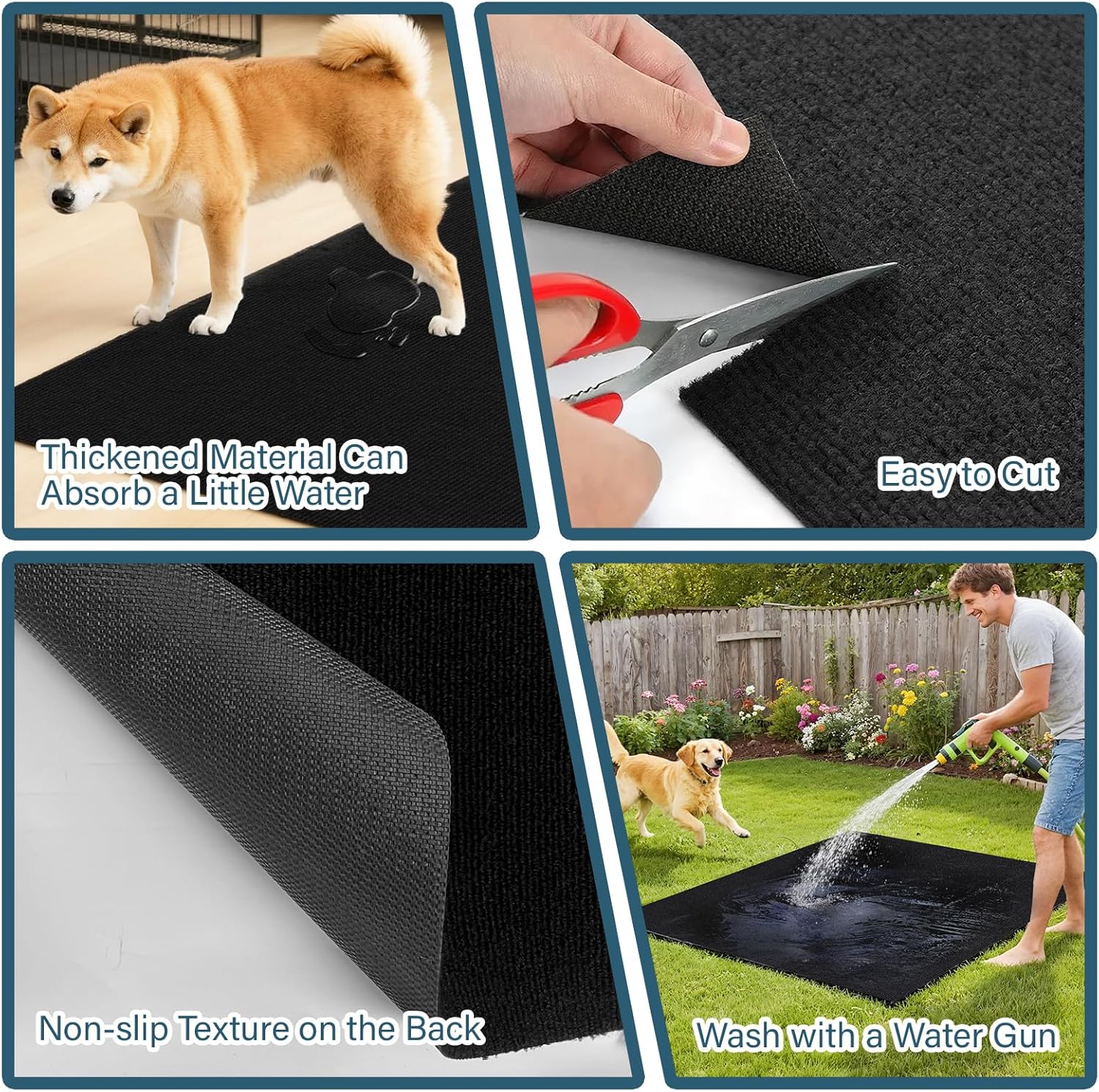 Wibeelee 32" X 50" X 0.23'' Mat for Under Dog Crate Waterproof Non-Slip Kennel Mat to Protect Floors Large Absorbs Urine Reusable Dog Playpen Mat