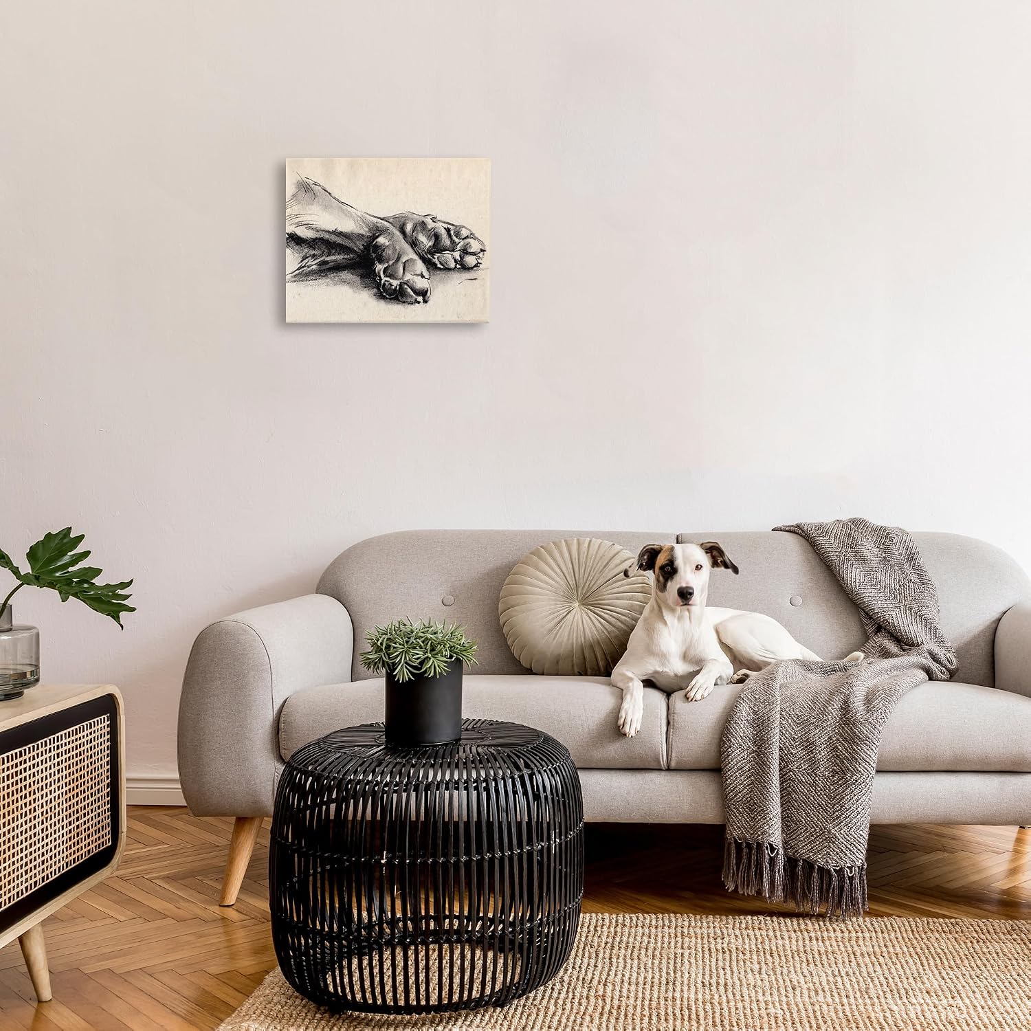 'Dog Paw Charcoal Design'| Canvas Art | Stupell Industries | 20 x 16 Inches, Easy to Hang and Sturdy, Made in USA, by Jennifer Paxton Parker