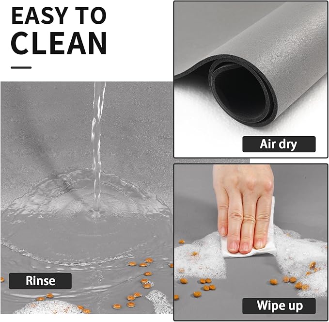 Dog Food Mat - Absorbent Cat Mat for Food and Water, No Stains Pet Feeding Bowl Mat, Easy to Clean Pet Placemats, Quick Dry Dog Water Dispenser Mat for Messy Drinkers | Grey 16"x 24"