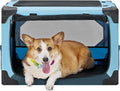 JOYTUTUS Collapsible Dog Crate, 26 Inch Portable Pet Crate for Car, Travel Dog Kennel Foldable Dog Crate for Medium Dog 44lbs, Soft Cat Carrier Fit for Indoor & Outdoor/Car Back Seat/Trunk (Blue)