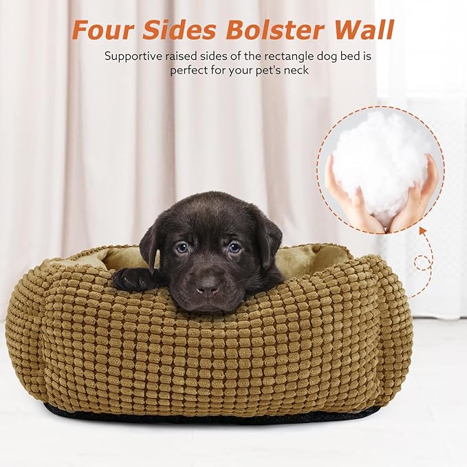 MIXJOY Large Dog Bed for Large Medium Small Dogs, Rectangle Washable Orthopedic Dog Bed, Soft Calming Sleeping Puppy Bed Durable Pet Cuddler with Anti-Slip Bottom L(30"x24"x9")