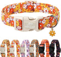Fall Dog Collar Vintage Daisy Puppy Collar - Hippie Flower Dog Collars Light Comfortable Adjustable Pet Collars for Small Medium Large Girl Boy Dogs M