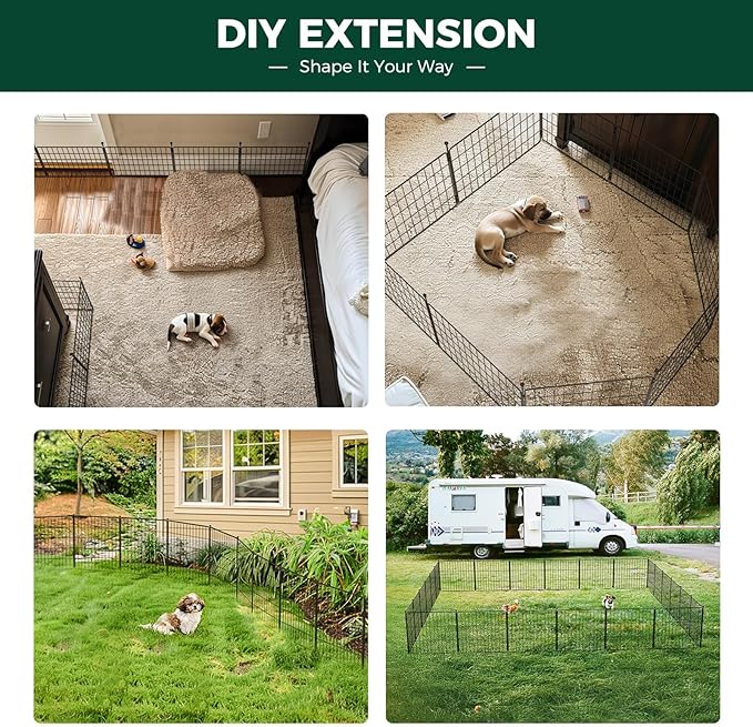 FXW MiniPaws Unleashed Dog Playpen, Expandable & Portable Design for Yard, RV Camping and Indoor Use, for Small and Medium Dogs, 32-inch 6 Panels