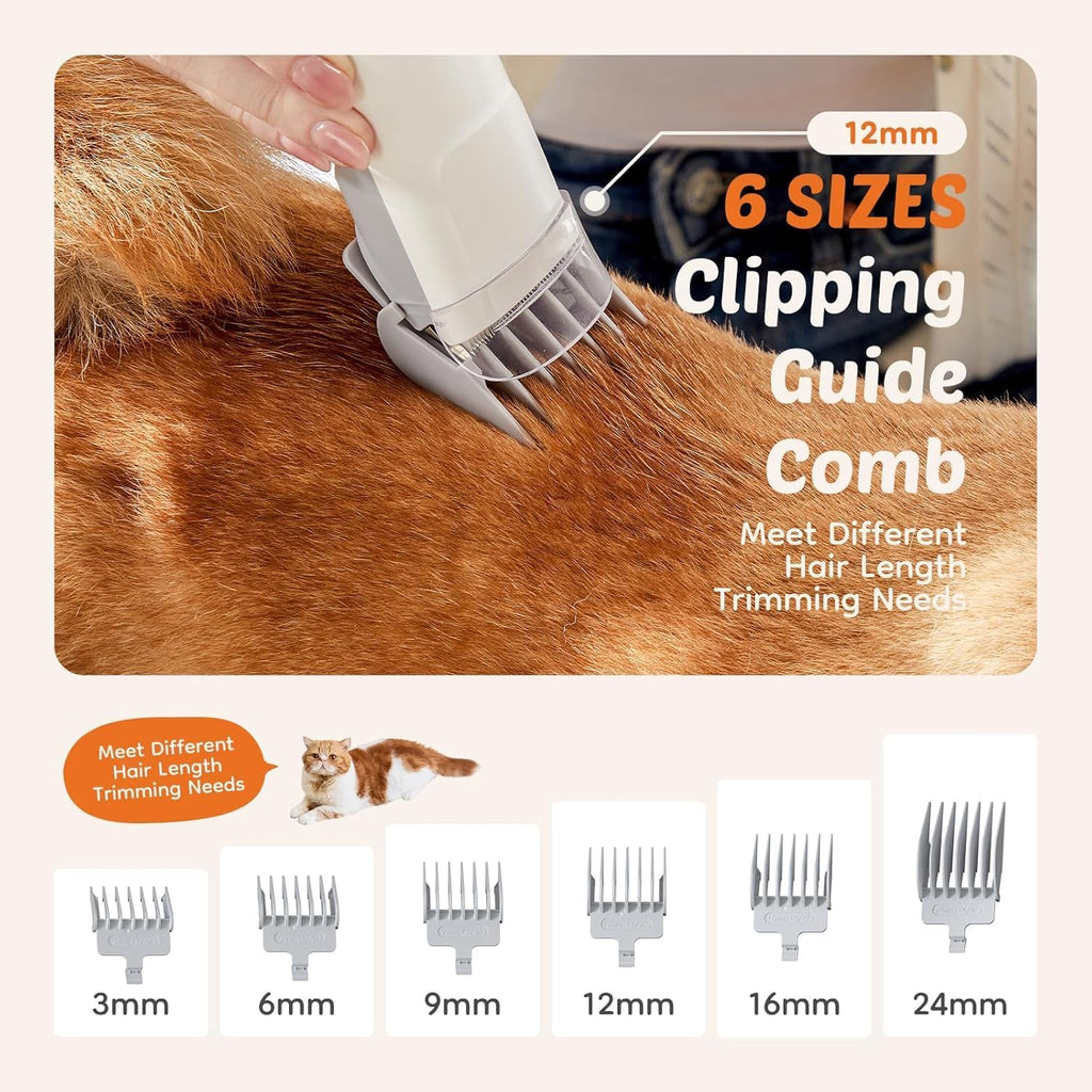 Pet Grooming Vacuum for Dogs with 2.5L Cup, Professional Dog Vacuum for Shedding Grooming Kit, 3 Suction Modes, Cordless Clippers, 5 Groomer Tools, Low Noise Pet Hair Remover Trimmer for Cat