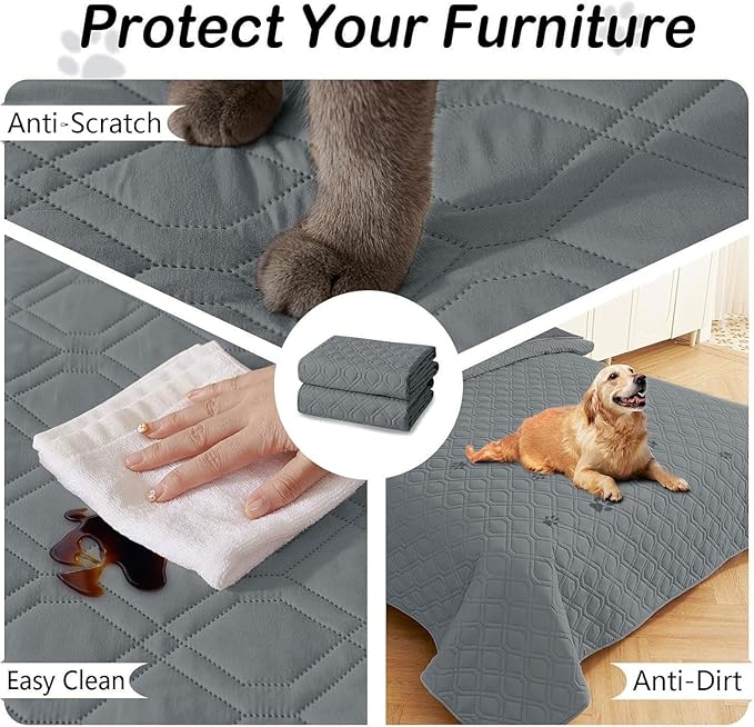 hyha Waterproof Dog Bed Blanket, Soft Pet Blankets, Waterproof Couch Cover for Dogs, Reversible Sofa Covers Washable for Furniture (68x82 Inch, Dark Grey/Dark Grey)