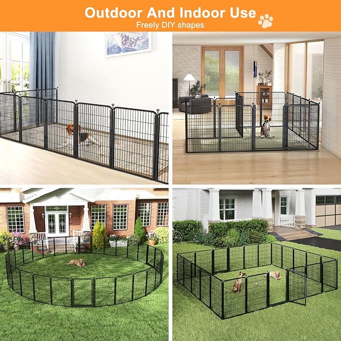 Dog Fence Outdoor Pens Outside,Portable Dog Play Pen 40" H 24 Panels Pet Playpen Exercise Pens for Puppys Small Medium Large Dogs RV Camping Yard Garden Indoor Wide Gate