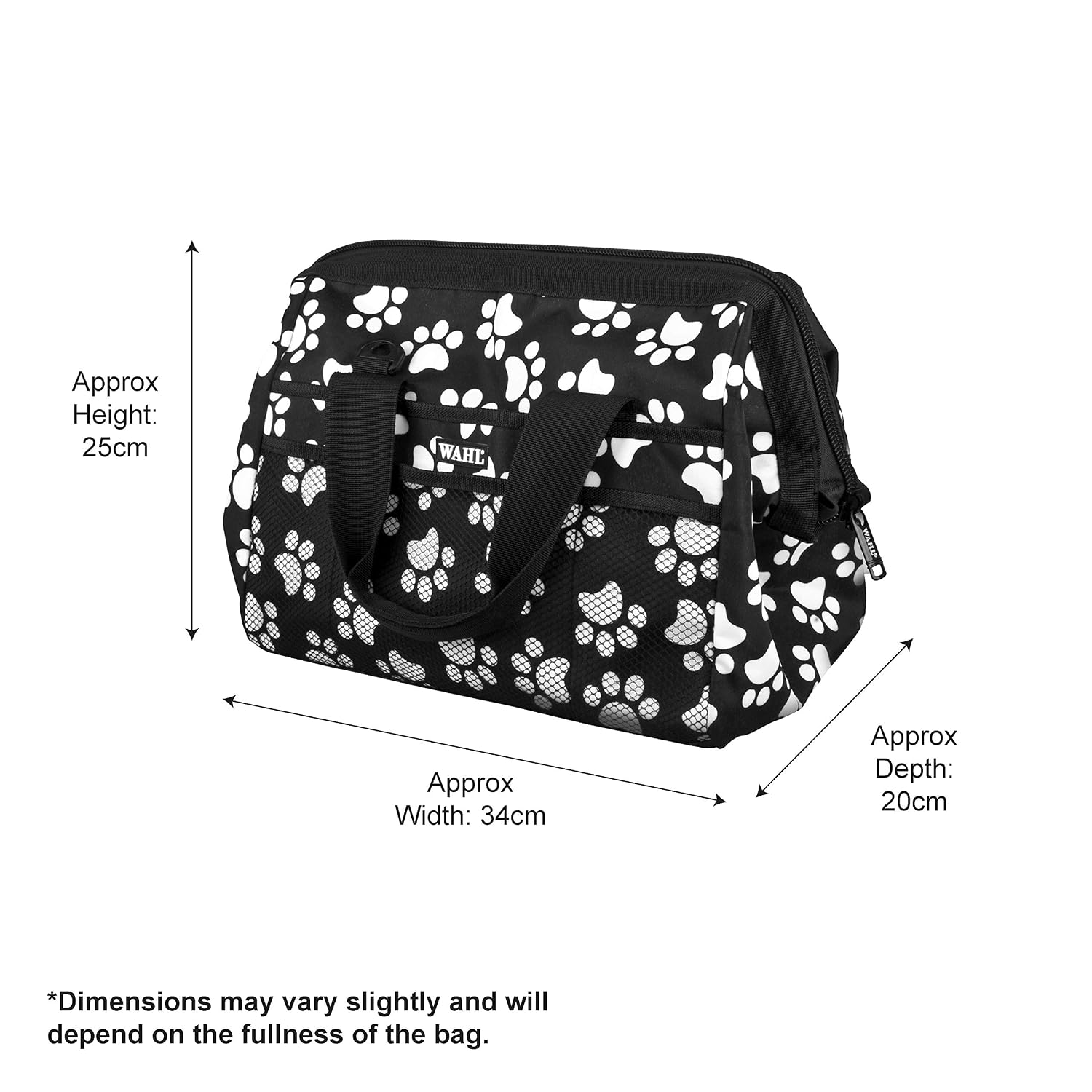Wahl Grooming Frogmouth Bag White Paw Print On Black