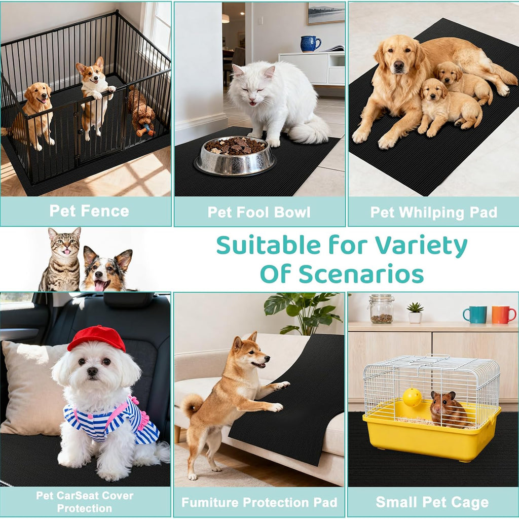 Dog Crate Mat, Pet Crate Floor Protection Mat, Mat for Under Dog Crate, 31.5" x 51.2" Cut To Fit Design Washable Floor Covering Reusable Waterproof Non Slip Rug Whelping Pad for Pet (XXX Large