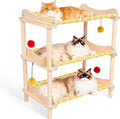 Large 3-Layer Cat Hammock Bed, 24"x15.7"x26.8" Elevated Cat Bed with Pine Wood Frame, Breathable Washable Covers, Wooden Pet Furniture for Indoor Cats and Small Animals (Orange, 3-Tier)
