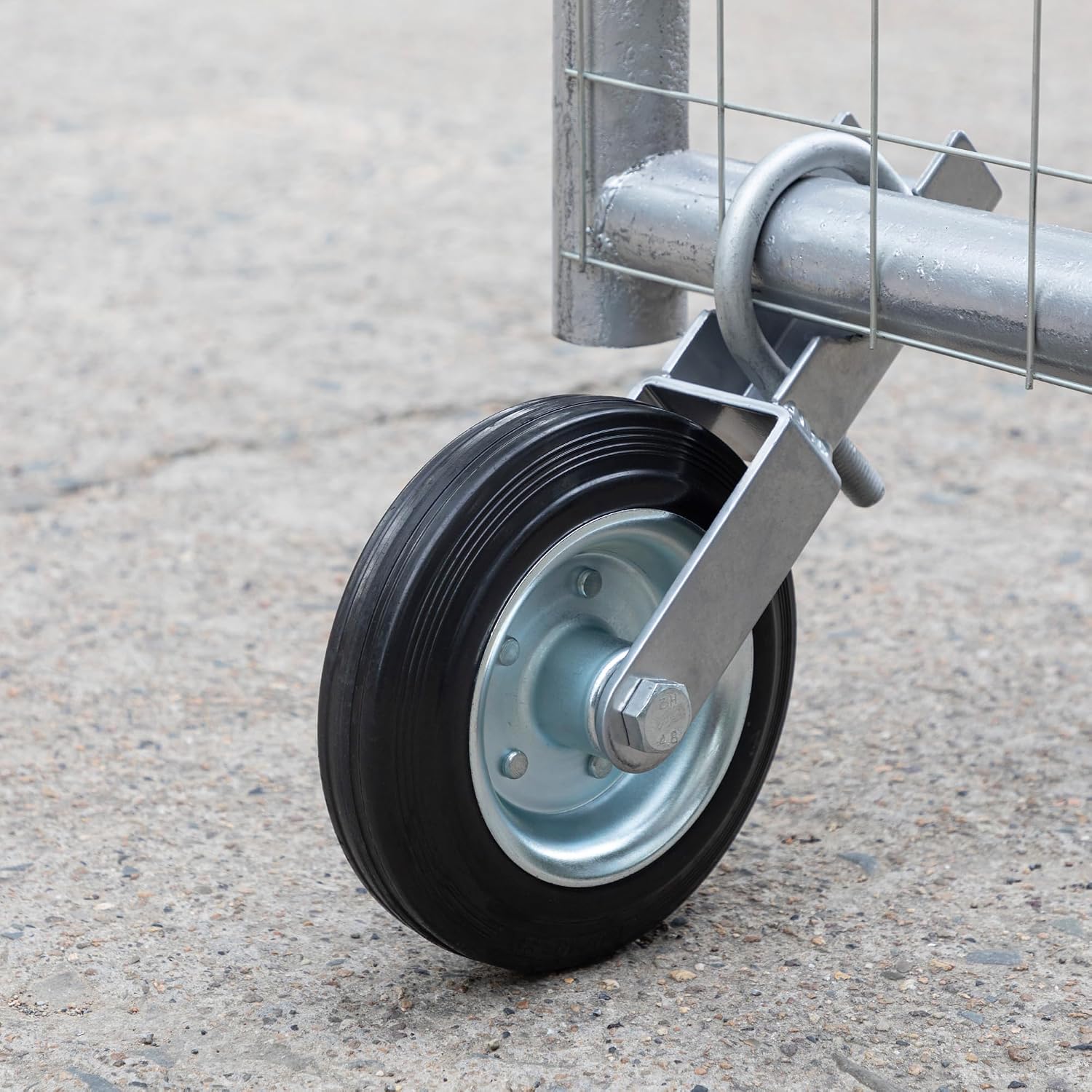 6" Gate Wheel Caster for Metal Swing Gate with 1-5/8" Thru 2" Gate Frames, Heavy Duty Gate Support Wheel for Chain Link Fence, Prevent Gate from Dragging, Silvery