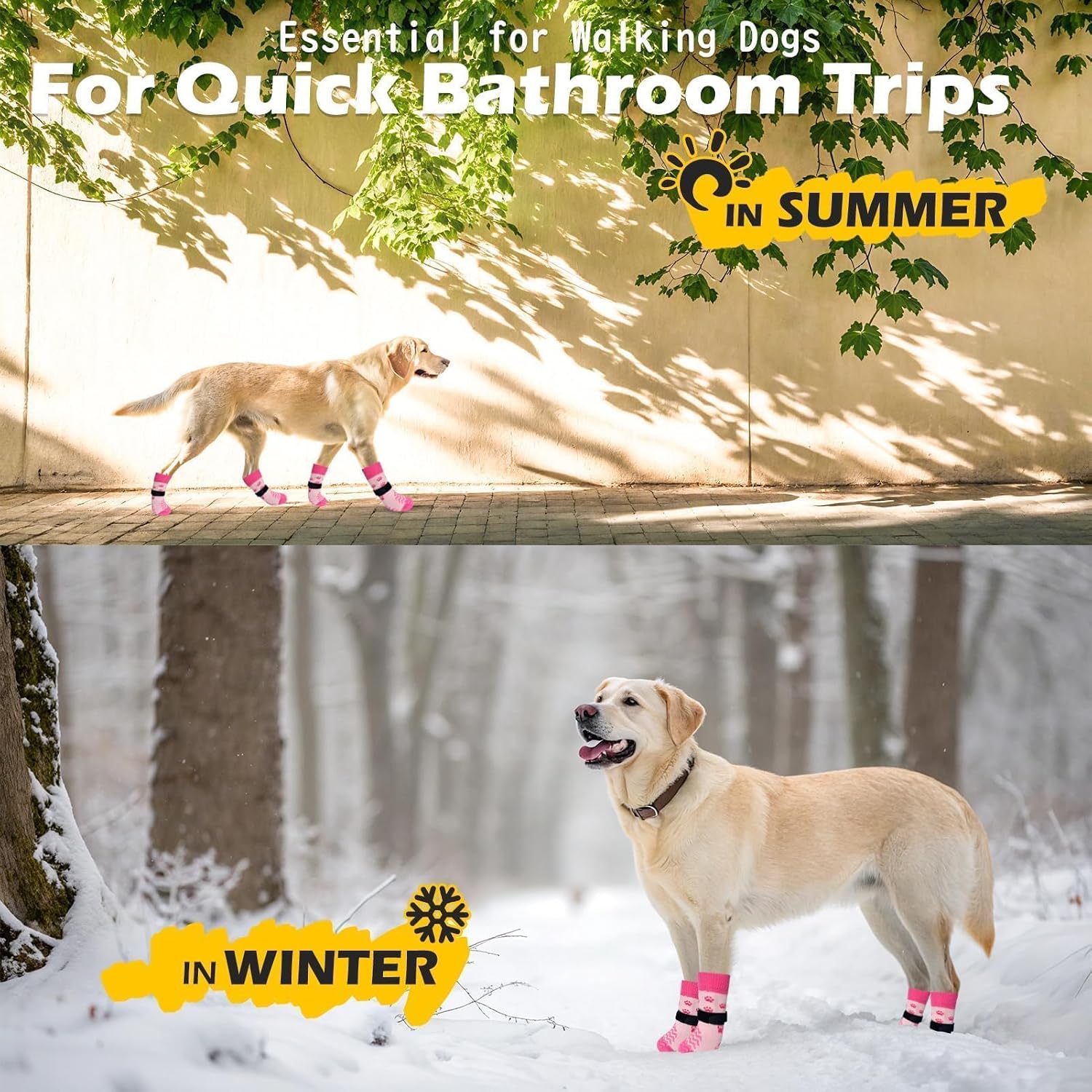 Anti Slip Dog Socks to Prevent Licking Paws for Hot Pavement | Dog Shoes Double Sides Dog Boots & Paw Protectors Booties for Hardwood Floors with Grip Small Medium Large Senior Dogs PinkXS