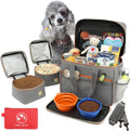 Dog Travel Bag for Traveling| Week Away/Overnight Dog Travel Accessories with Multi-Function Pockets| Travel Set for Dogs and Cats|Ideal Pet Diaper Bag and Pet Gift Kit(Grey)