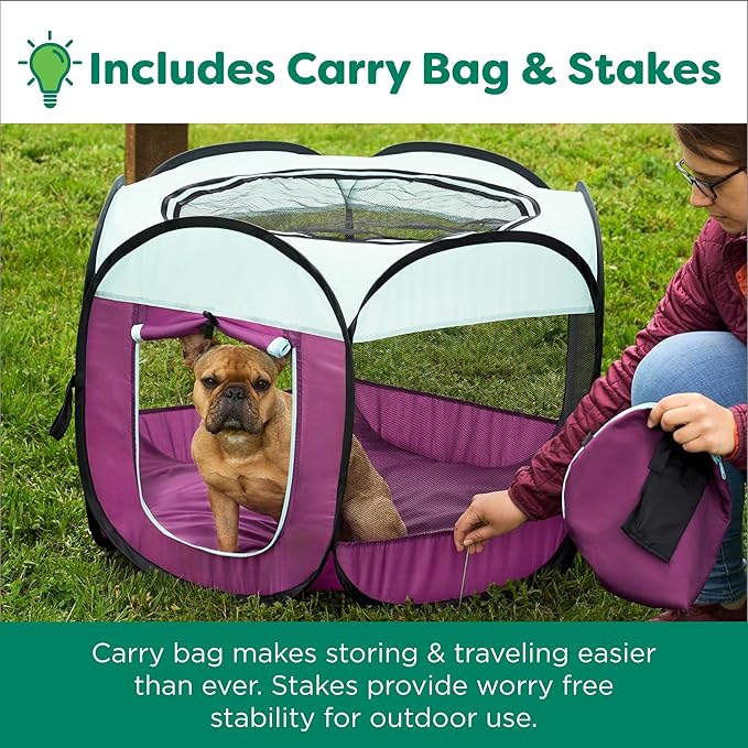 Furhaven Portable Dog Playpen Cat Tent, Pet Playground,Kennel Foldable Indoor Outdoor Zippered Puppy Crate - Gray Pebbles, Large