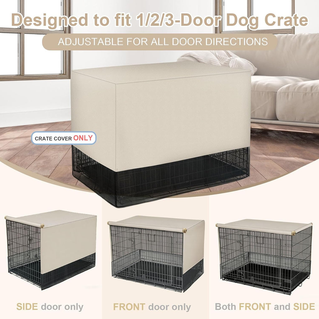 Explore Land Breathable Dog Crate Cover - 4 Sides Mesh Ventilation, Basic Pet Kennel Cover, All Sides Open, Universal Fit for 1 2 3 Doors 24 inches Wire Dog Crate （Tan）
