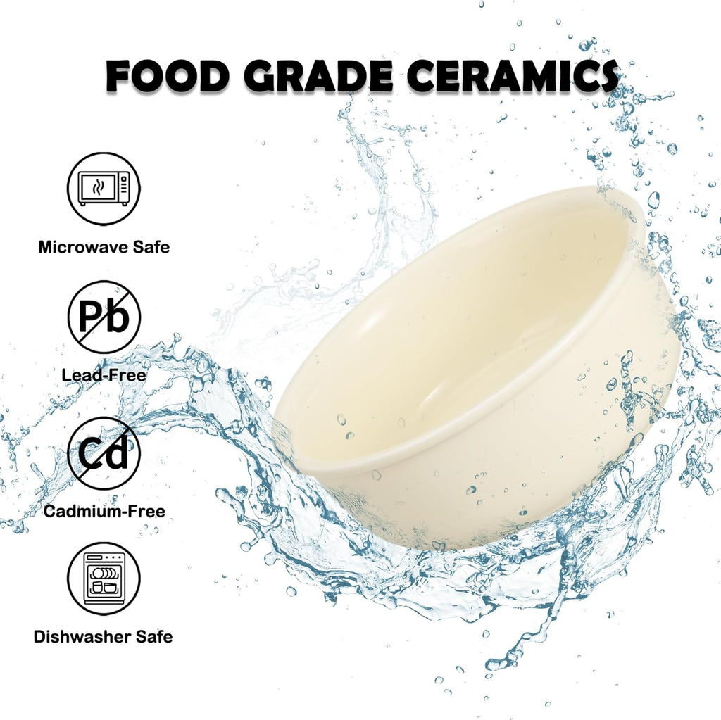 Elevated Ceramic Dog Bowl Set - Double Dishes with Non-Slip Iron Stand - Raised Feeding Station for Food & Water - Ideal for Small and Medium Dogs - 2 × 720ml Capacity - Beige - 15 cm Height