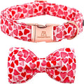 Lionheart glory Dog Bow Collar Valentine's Day Dog Collars Adjustable Soft Red Hearts Dogs Collar with Bowtie for X-Small Dogs Puppy Female Male Spring Holiday Pet Collars Bows