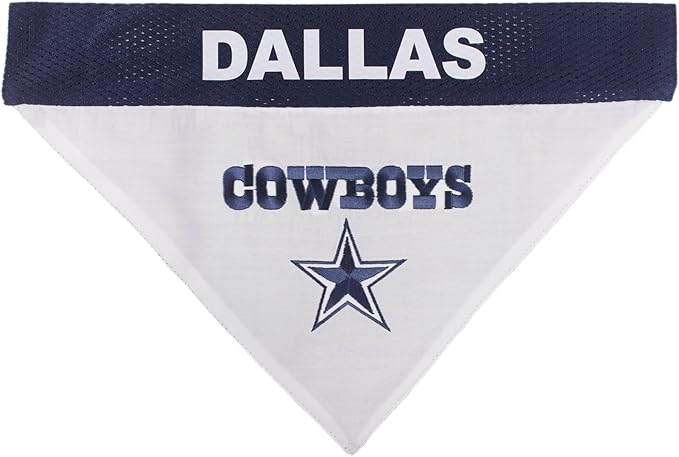 Pets First NFL DOG BANDANA - DALLAS COWBOYS REVERSIBLE PET BANDANA. 2 Sided Sports Bandana with a PREMIUM Embroidery TEAM LOGO, Large/X-Large. - 2 Sizes & 32 NFL Teams available, DAL-3217-L-XL