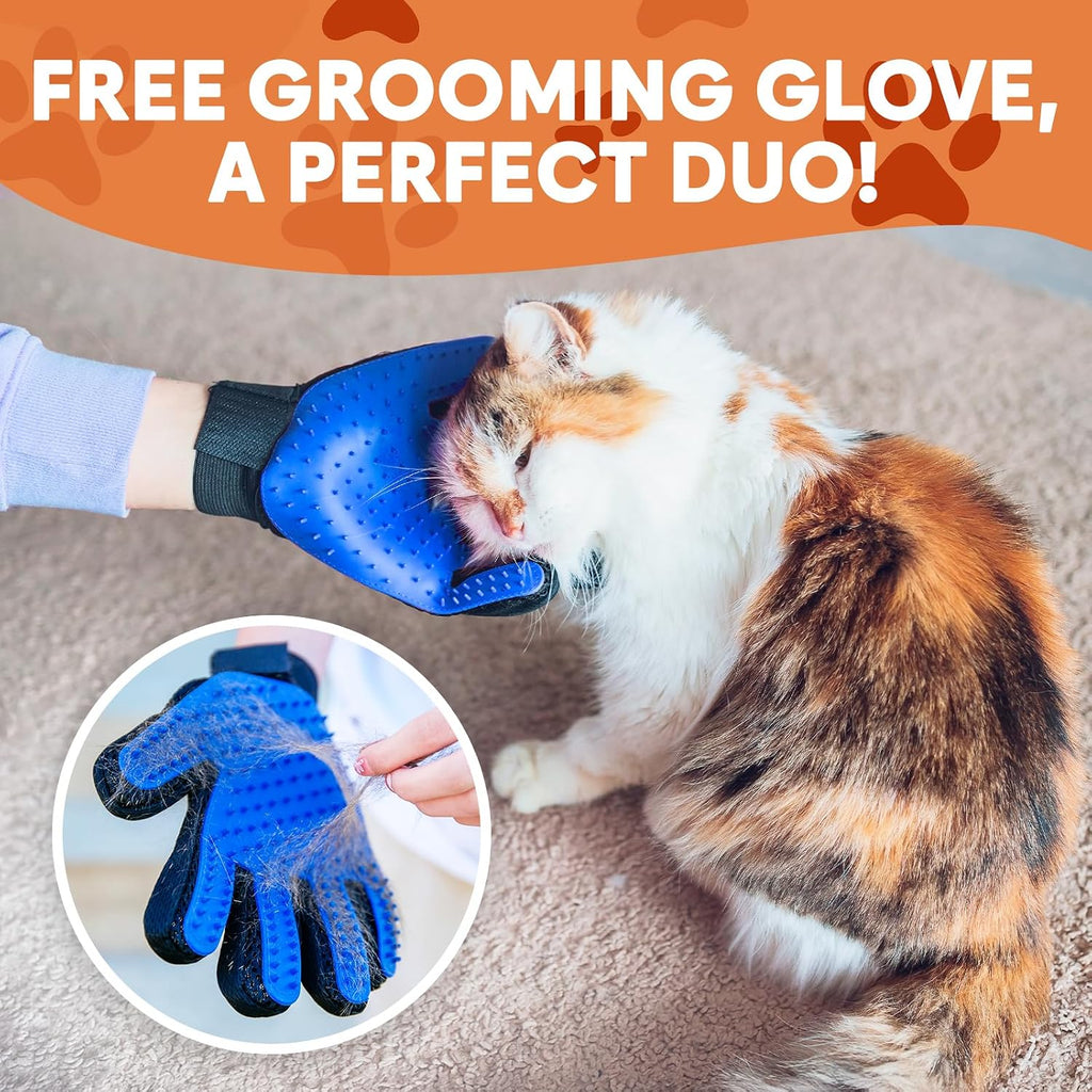Carpet Rake for Pet Hair Removal – Carpet Scraper & Pet Fur Rake – Dog & Cat - Animal Fur Broom for Rugs & Furniture with Adjustable Lengths - Orange & Black