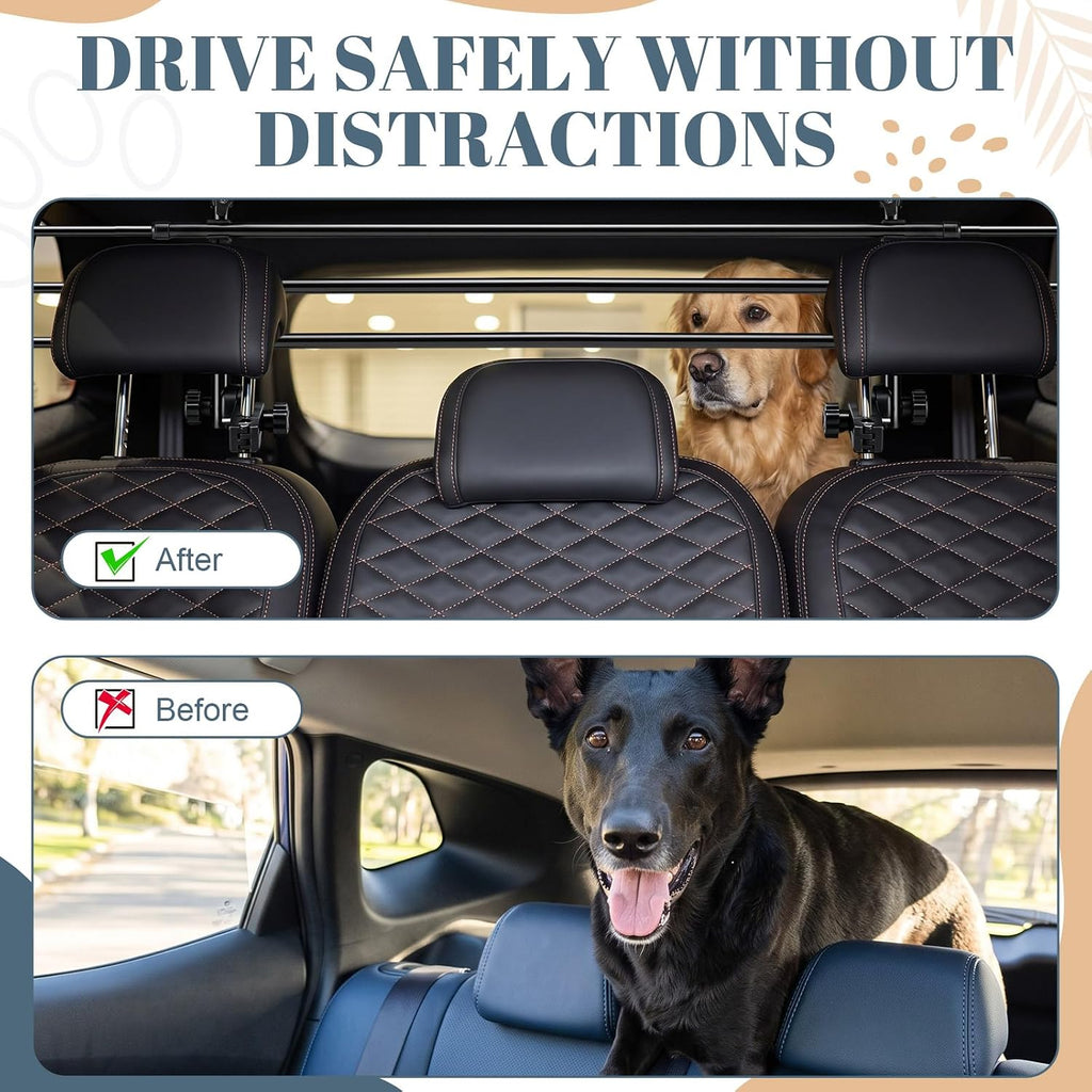 Eccliy Adjustable Dog Car Barrier for SUV, Vehicle, Trucks, Universal-fit Guard Gate Travel Barrier Large Size Dogs, Heavy Duty Carbon Steel Pet Divider for Cargo Area 32" to 55" Width