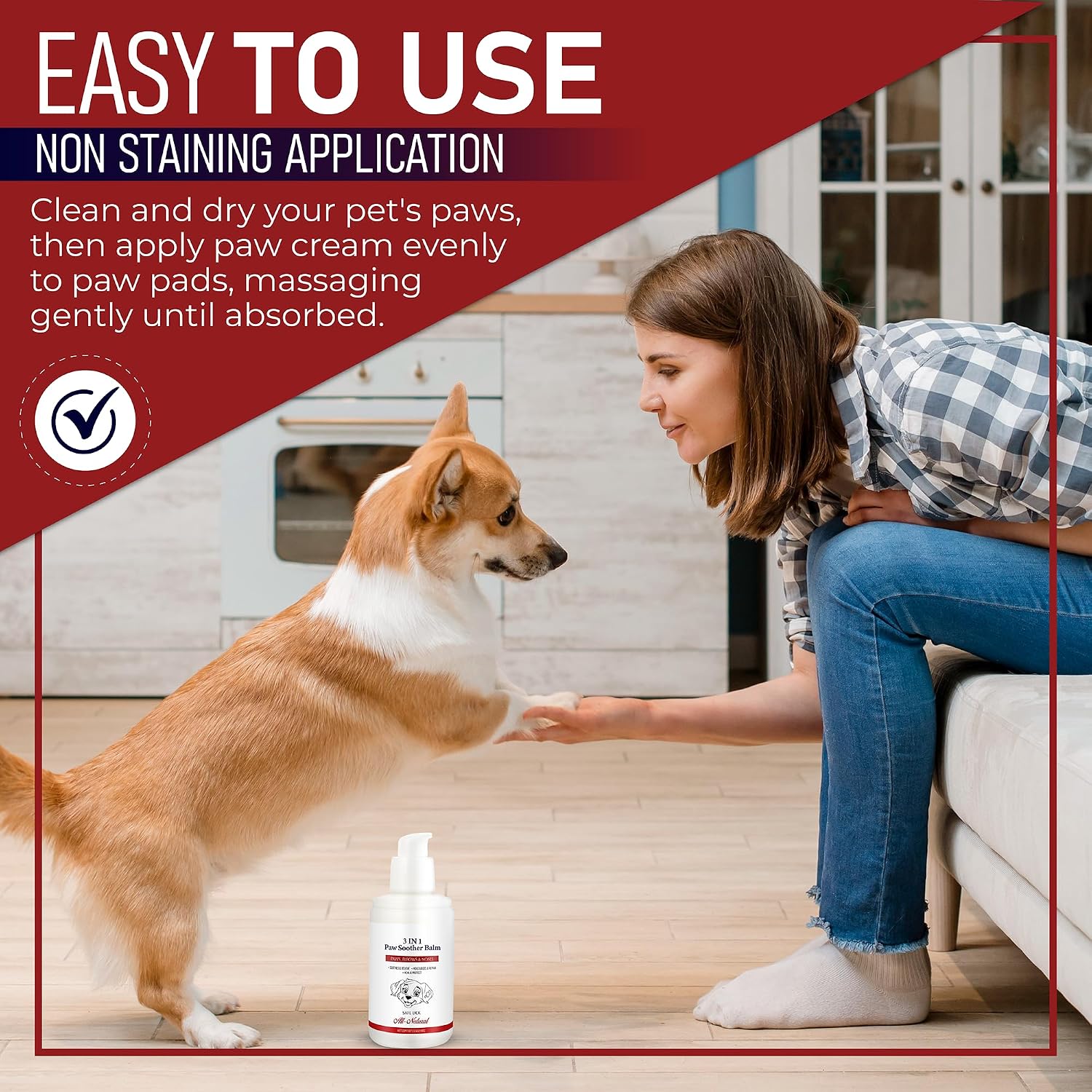 Dog Paw Pad Balm - 3-in-1 Lick Safe Soother & Moisturizer& Lotion for Dog Paws Nose, Elbow, Snout - Natural, Quick-Drying, Non-Sticky - All-Weather Cat Paw Balm Cream- 3.5 Oz/100Gram | 3-in-1 Lick Safe Soother & Moisturizer& Lotion for Dog Paws Nose