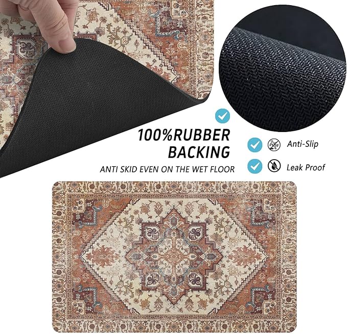 Dog Food Mats for Floors, Absorbent and Quick-Drying Pet Cat Food Mat,Anti-Fouling and Easy-to-Clean Pet Feeding Mat,Dog Bowl Mat for Messy Drinking Water Bowls.17 x27, Bohemia Style