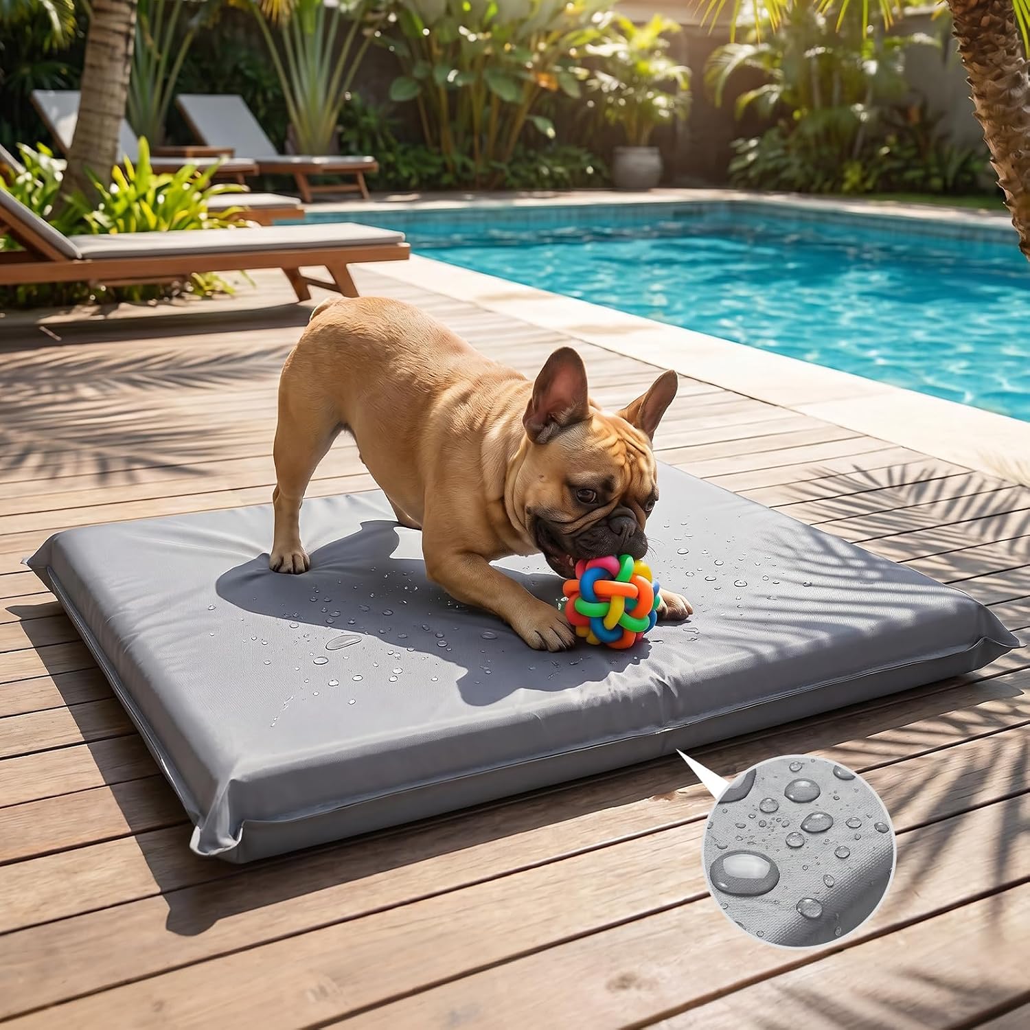Veehoo Dog Crate Pad, Double-Sided Waterproof Crate Mat Bed, Outdoor Kennel Mat Pet Sleeping for Medium Large Dogs, Clooling, Waterproof, Wipeable, Anti-Slip, Kennel Pads 30 x 22 Inch, Gray