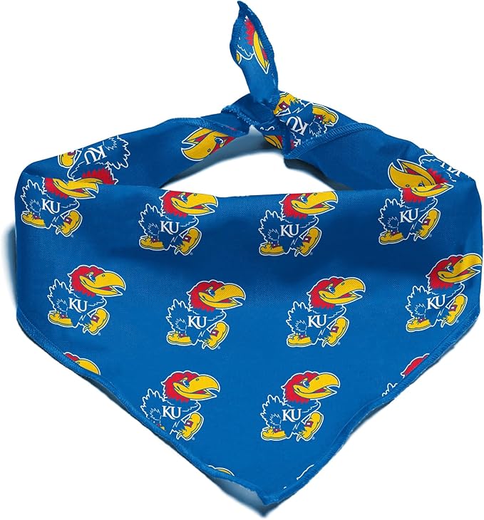 Kansas Jayhawks Officially Licensed Bandana for Dogs and Cats | Fits Pets Great Gift Idea | Easy-to-Tie (Large, 28")
