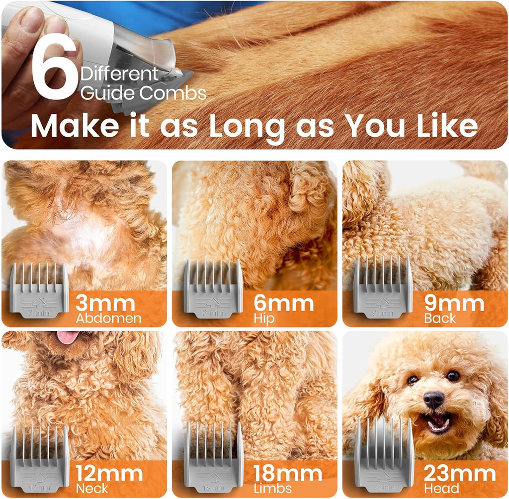 oneisall Dog Grooming Kit, Dog Grooming Clippers, Professional Pet Grooming Vacuum with 7 Pet Grooming Tools for Shedding Thick & Thin Dogs Cats Pet Hair (Yellow)