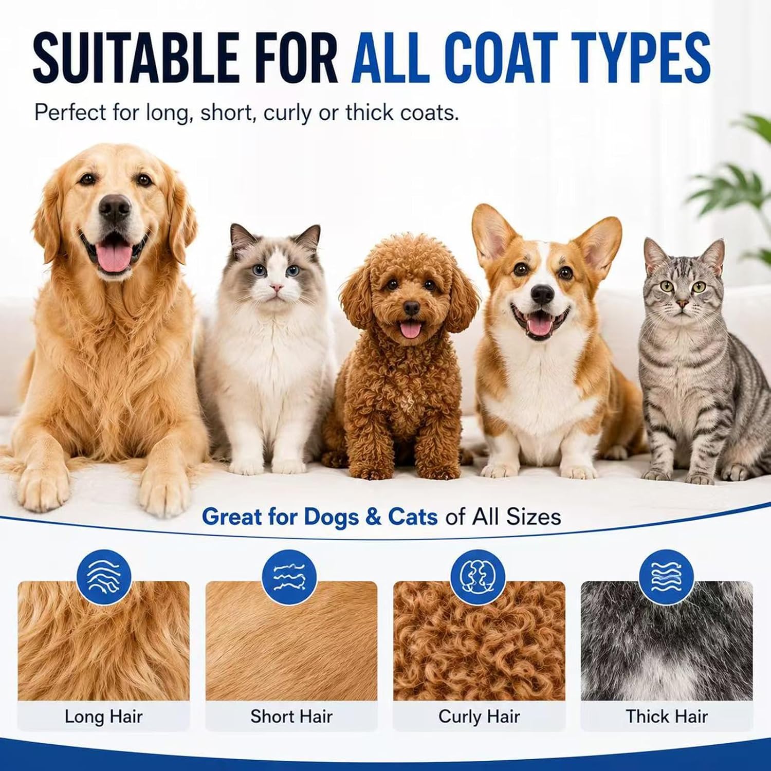 Deshedding Dog Brush，3-in-1 Pet Pro Grooming Tool，Dogs & Cats | Blue Undercoat Rake for Dogs，Ultimate Dematting Comb & Deshedding Brush for Cats and Dogs, Perfect for Shedding & Detangling