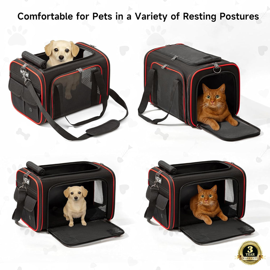 EliteField Soft-Sided Pet Carrier for Cats & Small Dogs (3-Year Warranty) | Airline Approved, Waterproof, Scratch-Resistant Mesh, Removable Support Bed, Built-In Leash, Suitcase Sleeve, Seat Belt Loops