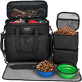 LARIPOP Dog Travel Bag Airline Friendly for Small Medium Large Dogs, Pet Travel Organizer with Collapsible Bowls Food Containers Mat, Waterproof Portable Tote for Dog Outdoor Travel