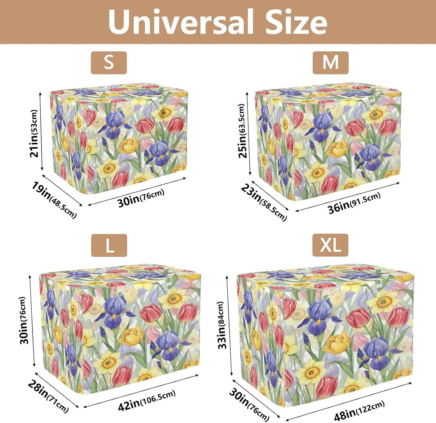 Bright Spring Flowers Dog Crate Cover 600D Oxford Heavy Duty Kennel Cover Mesh Window Soundproof Waterproof Sunshade Universal Fit for 42 inches Wire Cage