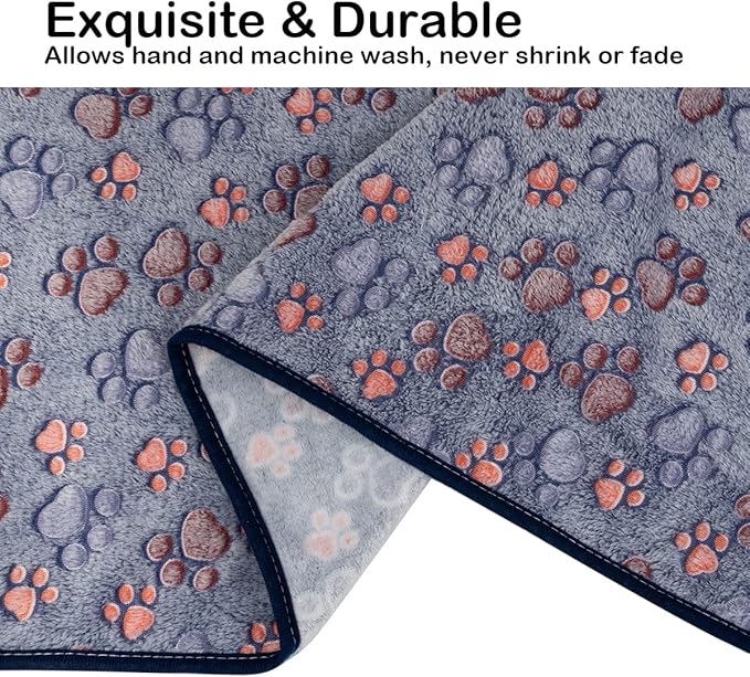 Dono 1 Pack 3 Dog Blankets for Small Dogs, Soft Fluffy Paw Print Pattern Fleece Pet Blanket Warm Sleep Mat, Puppy Kitten Blanket Doggy Mat for Dog Cat Kitten Doggy (30 * 20")