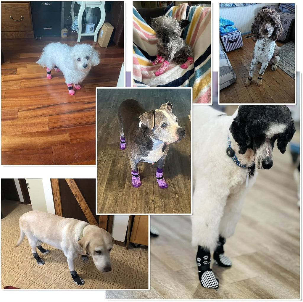 Anti Slip Dog Socks to Prevent Licking Paws for Hot Pavement | Dog Shoes Double Sides Dog Boots & Paw Protectors Booties for Hardwood Floors with Grip Small Medium Large Senior Dogs PinkXS