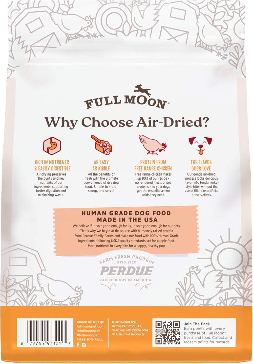 Full Moon® Pure Protein Air Dried Dog Food Free Range Chicken Recipe 1lb | Human Grade, Protein-rich, Jerky-like texture, Shelf-stable, 90% meat