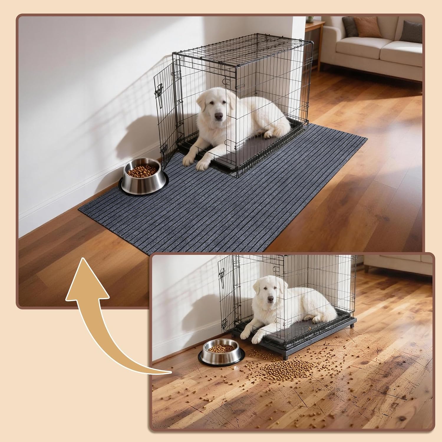 74 * 60 * 0.3inch Dog Crate Floor Protection Mat Kennel Mat to Protect Floors Non-Slip Absorbs Urine Water Resistant Pad Under Pet Cage Mat for Floor Protecting Kennel Training