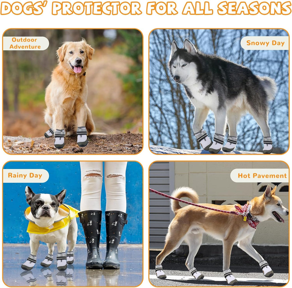 Dog Shoes for Medium Large Dogs, Dog Boots & Paw Protectors to Prevent Licking, Anti-Slip Dog Booties with Reflective for Summer Hot Pavement, Outdoor Hiking, Hardwood Floors (Size 6)