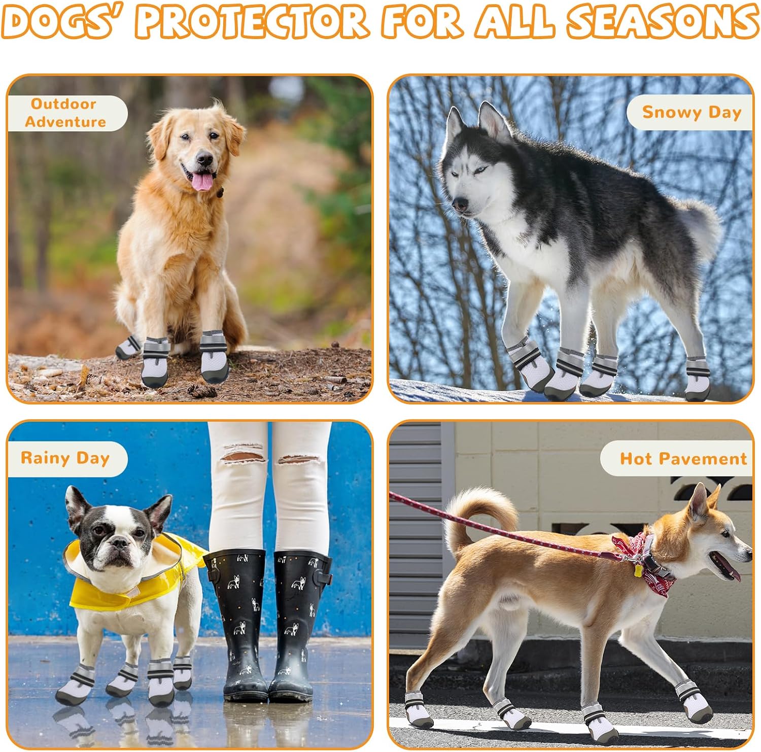 Dog Shoes for Medium Large Dogs, Dog Boots & Paw Protectors to Prevent Licking, Anti-Slip Dog Booties with Reflective for Summer Hot Pavement, Outdoor Hiking, Hardwood Floors (Size 6)