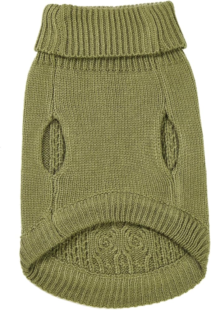 Stretchy Cat Sweater - 17 Colors & 6 Sizes | Snug Winter-Ready Knit for Boy/Girl Cats & Kittens(Olive Green, X-Large)