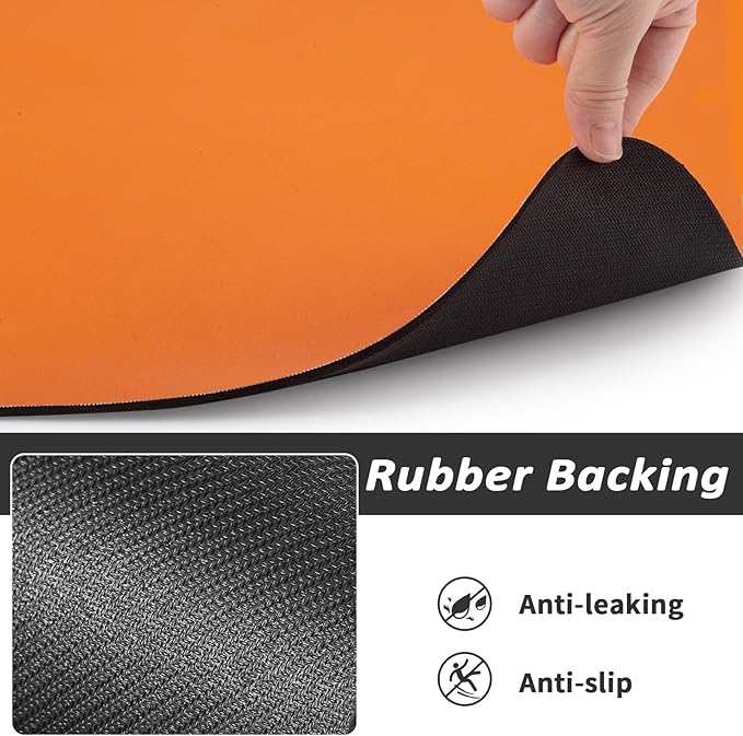 Dog Food Mat - Absorbent Cat Mat for Food and Water, No Stains Pet Feeding Bowl Mat, Easy to Clean Pet Placemats, Quick Dry Dog Water Dispenser Mat for Messy Drinkers | Paw Orange 24"x36"