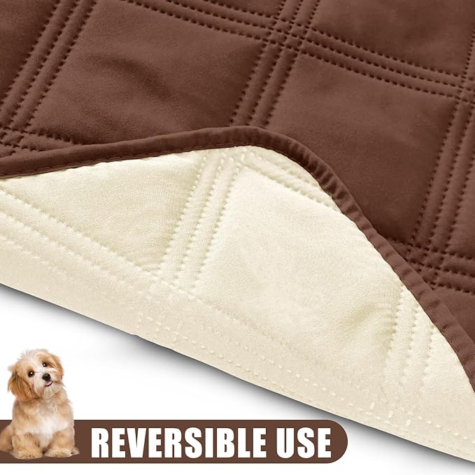 Smiry Waterproof Dog Bed Cover Blanket 40x70, Soft Reversible Pet Blanket, Washable Leakproof Cats Dogs Couch Cover for Sofa, Couch, Furniture, Brown/Beige