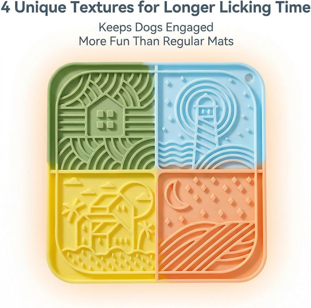 Dog Lick Mat with Suction Cups, Silicone Slow Feeder Mat for Anxiety Relief, Multicolor