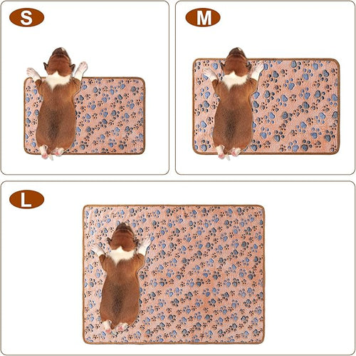 1 Pack 3 Blankets Super Soft Fluffy Premium Fleece Pet Blanket Flannel Paw Printed Throw for Dog Puppy Cat (Large 41x31'', White, Pink, Blue)