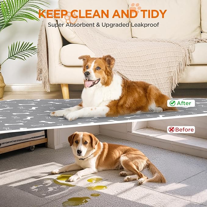 Washable Pee Pads for Dogs, 2 Pack Large 36"x41" Fast Absorbent Reusable Puppy Pads , 100% Waterproof Non Slip and Leak-Proof Whelping Pads Potty Training Pads for Crate, Playpen, Bed, Sofa