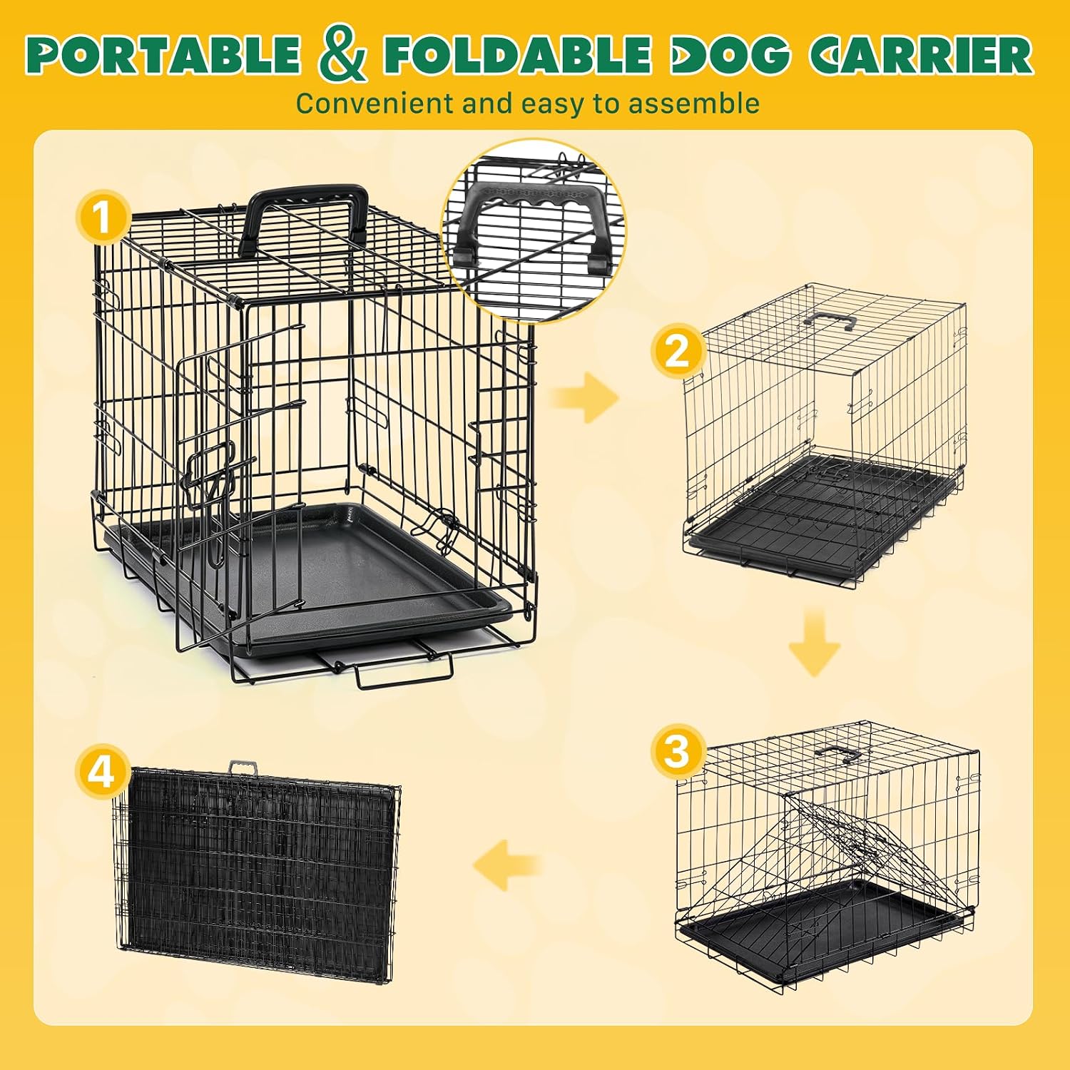 Small Dog Crate 18 Inch Foldable Single Door Dog Cage Pet Kennel | Metal Wire, Secure Lock, Plastic Leak-Proof Pan Tray, Indoor Outdoor Training Pet
