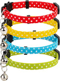 Cat Collar 4pcs Set Safety Breakaway with Bell Kitten 7-11" Multi Pack Cute Girl Boy Pet Basic Adjustable [4pcs] Dot