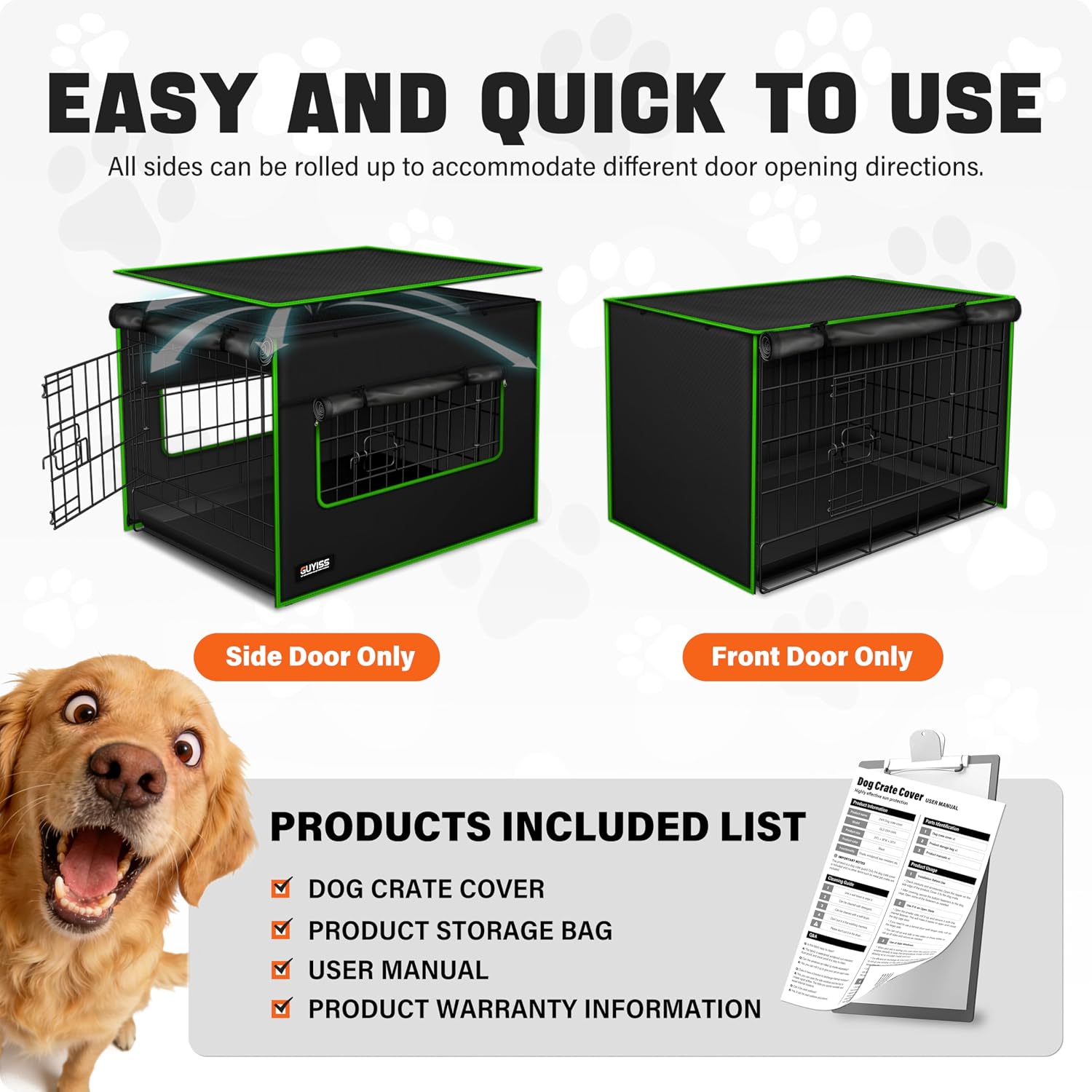 30In Ventilated Dog Crate Cover, Double Windows&Top Breathable Mesh. | Indoor Outdoor Kennel Cover, 900D Waterproof Oxford Cloth, All Sides Open, Universal Fit 1 2 3 Door 30 Inch Wire Dog Crate.