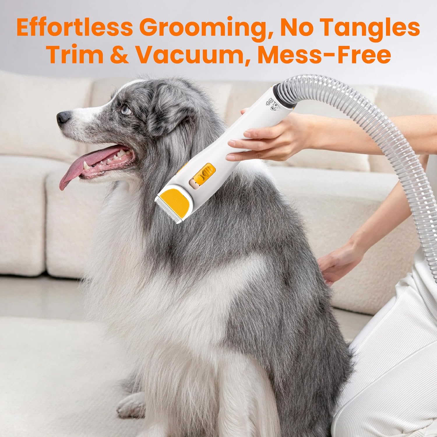 Grooming Vacuum& Dogs Grooming Kit, 5 in 1 Pet Grooming Vacuum with Pets Clipper Nail Grinder, 1.5L Dust Cup Dog Brush Vacuum Pets Grooming Tools for Shedding Pet Hair