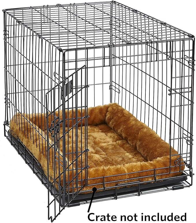 MidWest Homes for Pets QuietTime XXS Dog Bed – Cinnamon Faux Fur Bolster, Ultra-Soft and Machine Washable, Fits 18-Inch Crates and Carriers, for Small Dogs and Cats