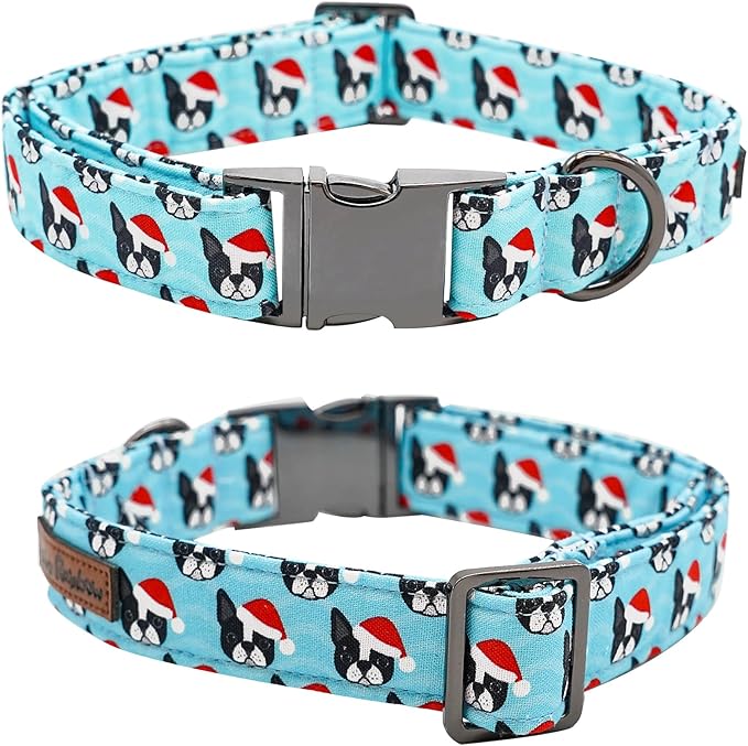 Dog Collar, Christmas Dog Collar Plaid Pet Collar Bow Holiday Bows Girl Boy Puppy Collar Adjustable Pet Collar for Medium Dogs